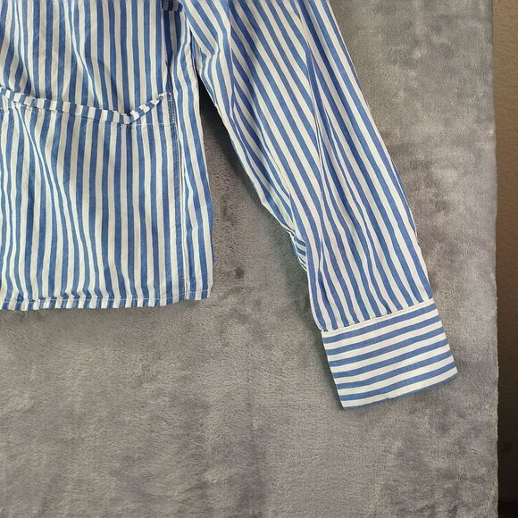 Cabi Womens Striped Button Up Shirt S Blue White Cotton Casual Work Coastal Vibe - Picture 3 of 12